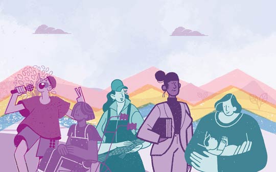 Personas de distintos géneros con roles activos dentro de la sociedad